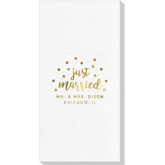 Confetti Dots Just Married Deville Guest Towels